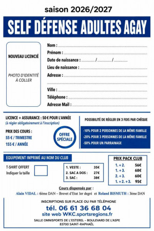 Fiche d'inscription Self Agay