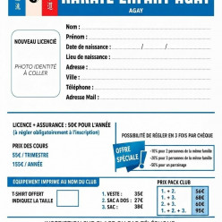 Fiche d'inscription Karaté enfants Agay